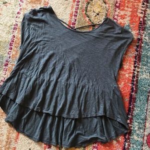 Cute Local Boutique Exposed Back Peplum Top!